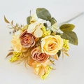 Artificial bouquet with vintage yellow roses, hydrangeas and berries for home decor - Yellow