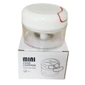 Mini picadora manual blanca con contenedor transparente y caja de embalaje de venta - Mini Picador de Ajo (2 Cuchillas)