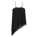 Schwarzes Damen Spitzen-Trägertop mit modischem, asymmetrischem und langem Saum-Design - XS / Schwarz