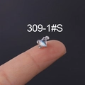 Miniature heart-shaped ear stud featuring a light blue moonstone in silver finish - Heart Shape (HSPJ309-1#) / Silver