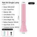 Pink portable mini UV nail lamp with 6 LEDs, USB charging cable and packaging box - Sweet Pink Red Light Handheld Lamp