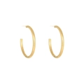 Classic pair of polished golden stainless steel hoop earrings for women on white background - 20mm / Gold
