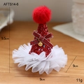 Pince à cheveux chapeau de Noël rouge à paillettes avec nœud, clochette et dentelle festive - Pince à cheveux bonnet de Père Noël à paillettes rouges avec nœud