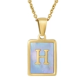 Collana in acciaio inossidabile 18K con ciondolo in madreperla rosa e lettera H - Stile Lettera H in Madreperla Blu (Con Catena)