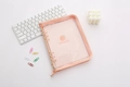 Transparent PVC A5 binder with orange fabric edge and fruit pattern notebook cover - A6 / Orange (Orange Pattern)