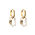 Boucles d'oreilles étoiles dorées avec charmes en céramique blanche et oxydes de zirconium - Géométrique Blanc