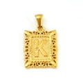 Square 18K gold-plated stainless steel necklace with hollow filigree K letter pendant - Letter K (SP598G-K)