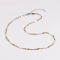 Detalle de la cadena de serpiente bicolor con cierre de mosquetón y extensión - Estilo de Cadena de Torsión Mixta Bicolor / Bicolor (Oro y Plata)