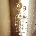 Acchiappasole a mezzaluna dorata bohémien con prismi e riflessi arcobaleno di cristallo - Stile 1 - Mezzaluna