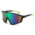 Gafas de sol ciclismo oversize con montura negra y lentes de espejo degradadas - 8607# / Marco Negro Arena / Lentes de Mercurio Verde