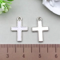 Silver alloy cross pendants with white enamel, measured at 2.5cm height with wooden ruler - White Cross 11x16mm