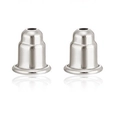 Vue détaillée de poussoirs de boucles d'oreilles en argent S925 de forme bullet - 3mm / Argent Pur (Non Plaqué)