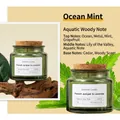 Green glass jar soy wax candle in Ocean Mint scent with natural cork lid 70g - Ocean Mint