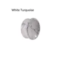 Saddle-shaped white turquoise ear gauges with grey marble veins and polished surface - Howlite