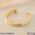 Polished 18K gold-plated stainless steel hollow bangle on a beige silk background - Ball End Open Gold (KB188658-GC) / Inner 59x8mm/21g