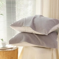 Set of 2 grey cotton waffle pillows featuring a breathable textured weave design - Regular/1 Piece / Grey Waffle