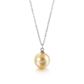 Pendentif perle dorée élégant avec une chaîne en O minimaliste en argent pour femme - Chaîne Acier Perle Jaune (KN88981-K)