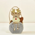 Felt reindeer Christmas gift bag with grey plush fur ball and golden glitter antlers - Grey Reindeer Style
