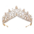 Squisita tiara di cristallo dorato per matrimoni con strass scintillanti e gioielli - Oro Strass Bianco