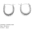 Polished silver stainless steel twisted U-shaped earrings in 28x24mm size - TE19135A0W0 / Steel