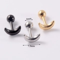 Three crescent moon stud earrings in black, silver, and gold surgical steel finishes - Moon / 1.2*6mm / Steel