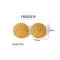 Golden geometric round stud earrings with spiral textured pattern and 2.6cm diameter - Spiral Pattern Round Style (YYE023579)