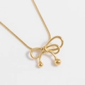 Elegante collana con ciondolo a fiocco dorato e perline su catena a serpente raffinata - Stile A Collana con Fiocco Oro