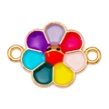 Détail de breloques émaillées tournesol souriant coloré avec dorure pour bijoux DIY - Fleur de Soleil Souriante