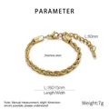 Detail of 18K gold plated stainless steel twisted rope bracelet with lobster clasp and chain - 5mm Width (KB184493-Z)