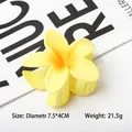 Yellow plumeria flower hair claw clip, 7.5cm matte finish summer hair accessory - Yellow