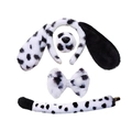 Plüsch Dalmatiner Hund Ohren Stirnband mit Maske, Fliege und Schwanz Set für Cosplay - Dalmatiner Schwarz-Weiß 4-Teiliges Set
