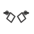Minimalist black stainless steel hollow square stud earrings with matte geometric design - Square / Black