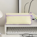 Astuccio in tela di grande capacità in giallo e viola con doppio scomparto a zip - Viola Giallo Patchwork