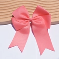 Pink 6-inch grosgrain ribbon hair clip with double layered fishtail streamers - Flesh Pink