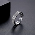 Squisito anello color argento con micro-zirconi e design geometrico quadrato traforato - US 8 / Oro Bianco