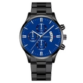 Orologio uomo quarzo business con cinturino in acciaio nero e quadrante blu cronografo - Quadrante Blu Cinturino Nero (Versione Piatta)