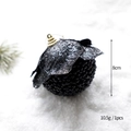 Black glitter foam Christmas ball 8cm ornament with gold loop for holiday tree decor - Black Gold Petal Pattern Ball