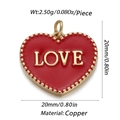 14K gold plated red heart wing pendant with LOVE engraving for jewelry making - Cx154-01 / 18K Gold