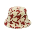 Dettaglio della spessa trama sherpa pied-de-poule rossa e bianca di questo cappello invernale - M (56-58cm) / Rosso