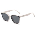 Fashionable oversized square sunglasses with black and white color blocking design - Creamy White Gray Lens