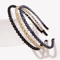 Serre-tête élégant perles de cristal fait main en noir, champagne et bleu marine - Noir/Jaune/Bleu Marine