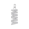 Macro detail of silver MAMA letter pendant with sparkling cubic zirconia pavé stones - VD1490-White Gold Pave Zirconia MAMA Letter
