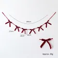 Guirnalda de Navidad de 180cm con lazos de terciopelo rojo para decoración de árbol y fiesta - Guirnalda de Lazos Burdeos
