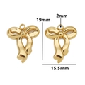 Polished golden stainless steel bow pendant measuring 19x15.5mm for DIY jewelry making - Style 15 / Gold
