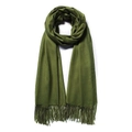Écharpe vert armée unie au toucher cachemire avec franges et texture douce - 70*200cm / Vert Armée