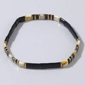 Bracelet Tila bohème avec perles noires, marbre blanc et touches de métal doré - Noir Blanc Or Marbre Minimal