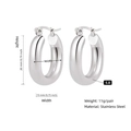 Boucles d'oreilles créoles en acier titane poli, style minimaliste épais de 20 mm - Clip à Charnière - Ovale / 20mm / Acier