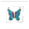 Detail showing 24mm purple and blue enamel butterfly pendant with stainless steel dimensions - YE749-1-Blue Purple Butterfly