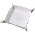 White leather storage tray with gold snap buttons and elegant Small Neway lettering - White