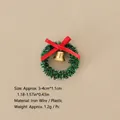 Miniature Christmas wreath with red bow and gold bell for dollhouse decor - No.75 - Mini Christmas Wreath with Bell
